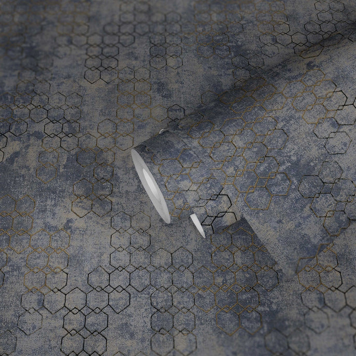 Tapetes ar ģeometrisku rakstu industriālā stilā - tumši pelēkas 374245 AS Creation