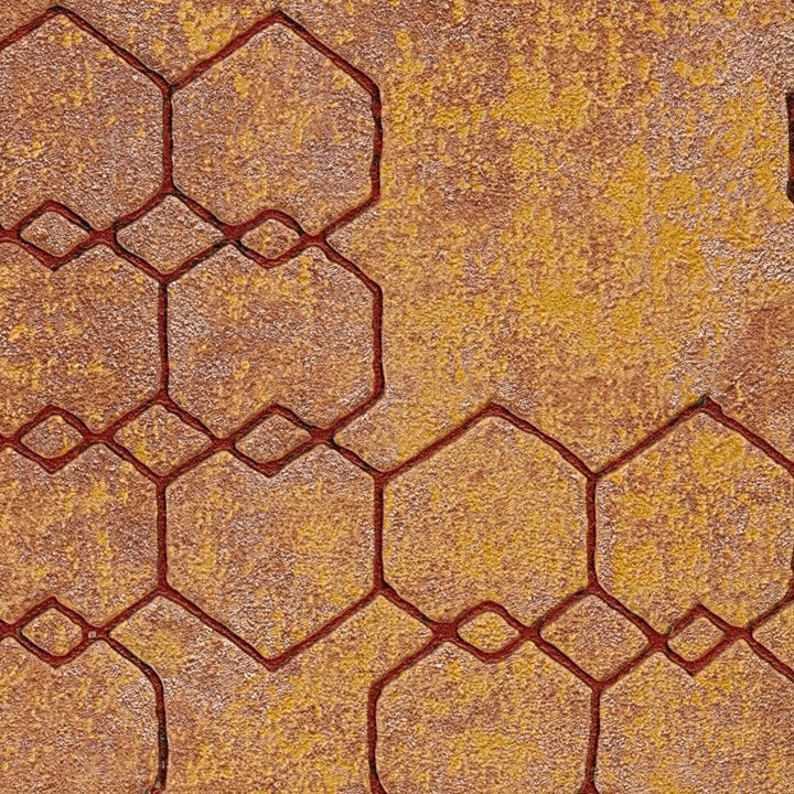 Tapetes ar ģeometrisku rakstu industriālā stilā - vara krāsā AS 374243 AS Creation