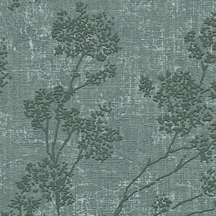 Tapetes ar lapu rakstu, lina faktūra - zaļā krāsā 373973 AS Creation