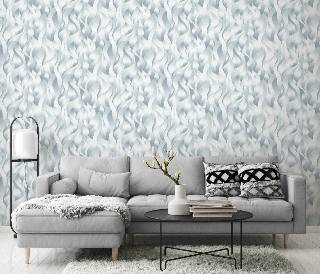 Tapetes ar līnijām metāliskos toņos, tirkīzā krāsā - 3711002 Erismann