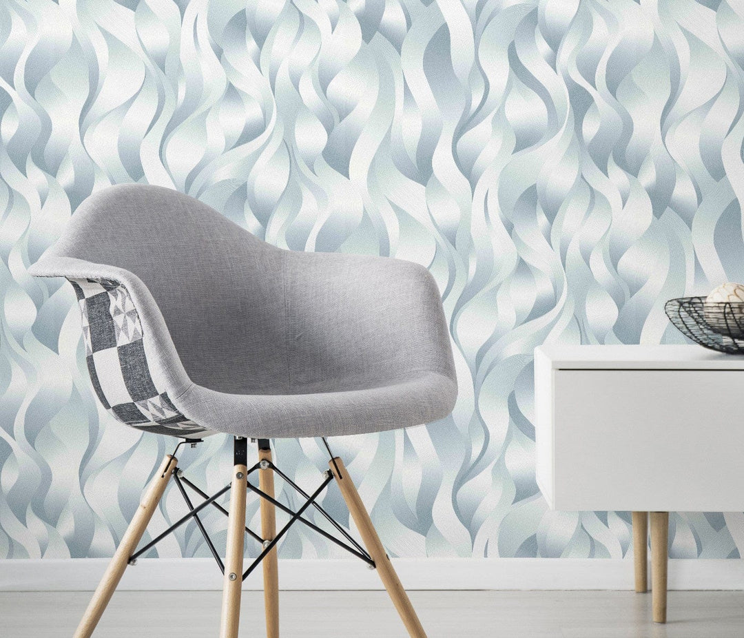 Tapetes ar līnijām metāliskos toņos, tirkīzā krāsā - 3711002 Erismann