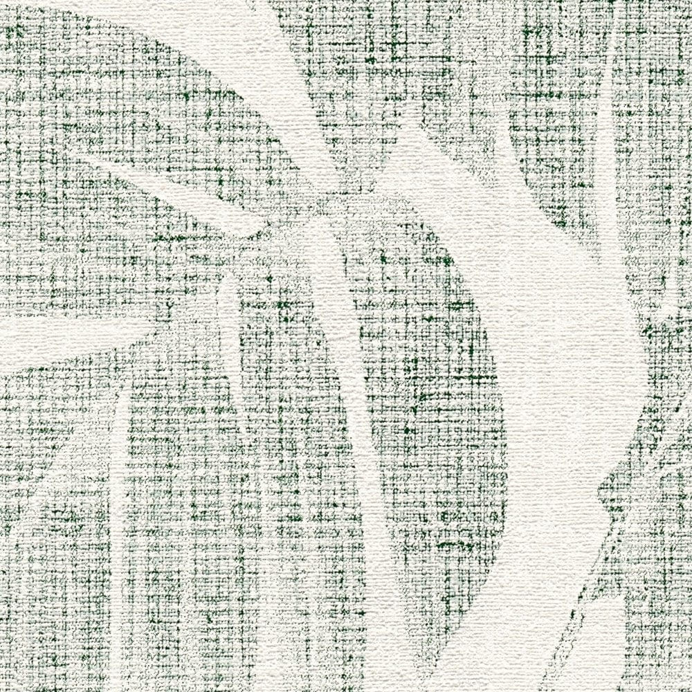 Tapetes ar linu izskatu, Boho džungļu motīvi - balta, zaļa AS 373964 AS Creation