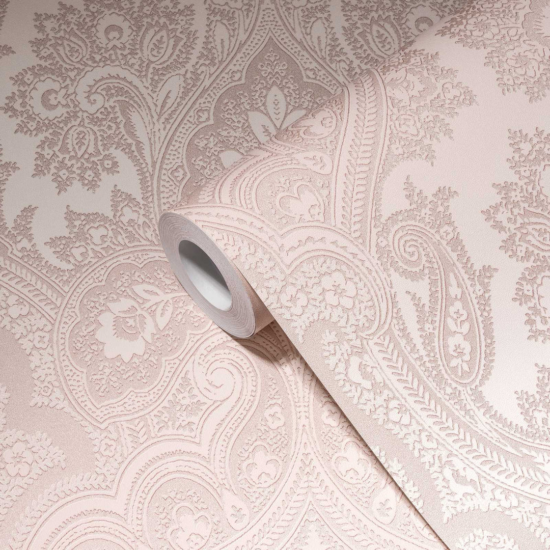 Tapetes ar ornamentu boho stilā rozā krāsā -1364013 AS Creation