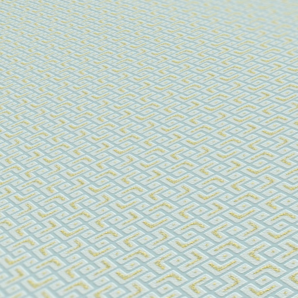 Tapetes ar retro dizainu un zelta akcentiem - zaļas AS 377598  Tapetenshop.lv