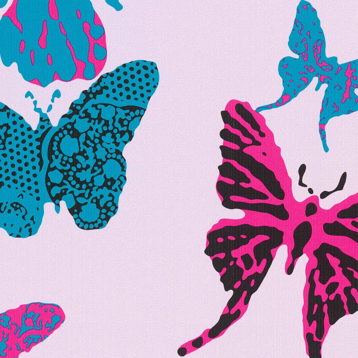 Tapetes ar tauriņiem - grafikas dizains bērnu istabai, violetā AS Creation