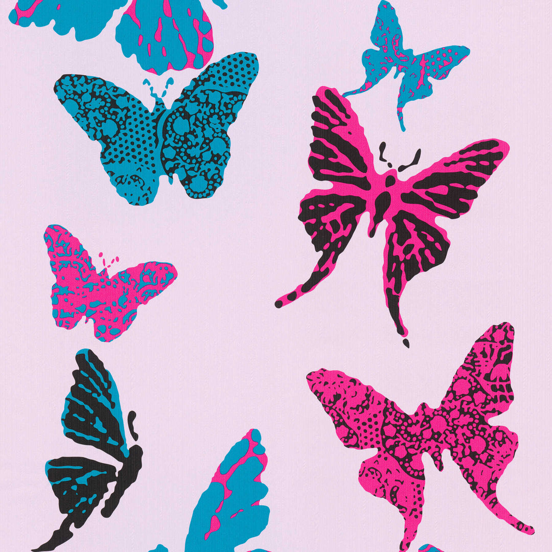 Tapetes ar tauriņiem - grafikas dizains bērnu istabai, violetā AS Creation