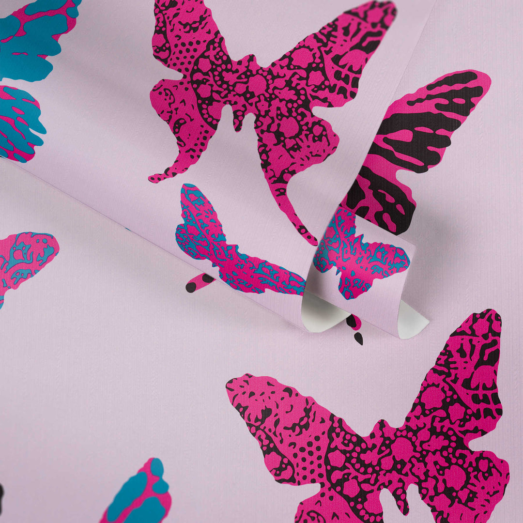 Tapetes ar tauriņiem - grafikas dizains bērnu istabai, violetā AS Creation