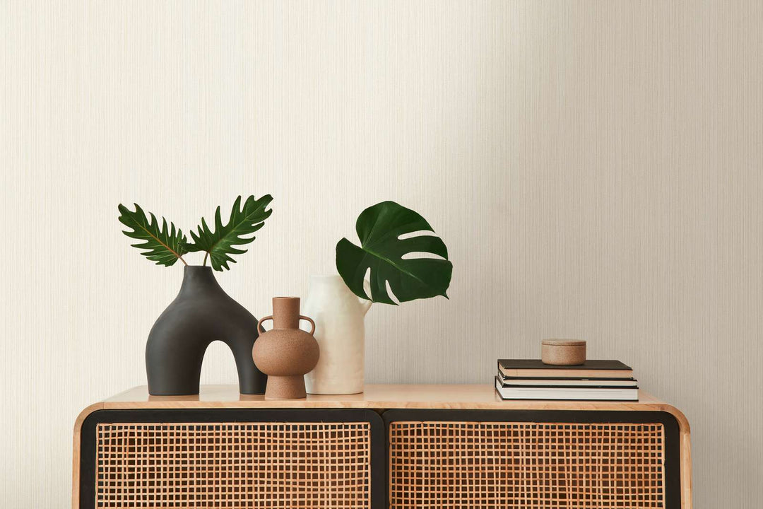 Tapetes ar tekstildizainu un līnijveida efektu gaišos toņos, 388197 AS Creation