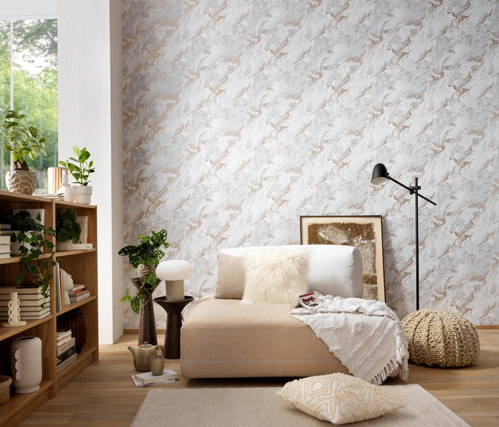 Tapetes ar viļnotu marmora rakstu pelēkos toņos - 3737202 Erismann