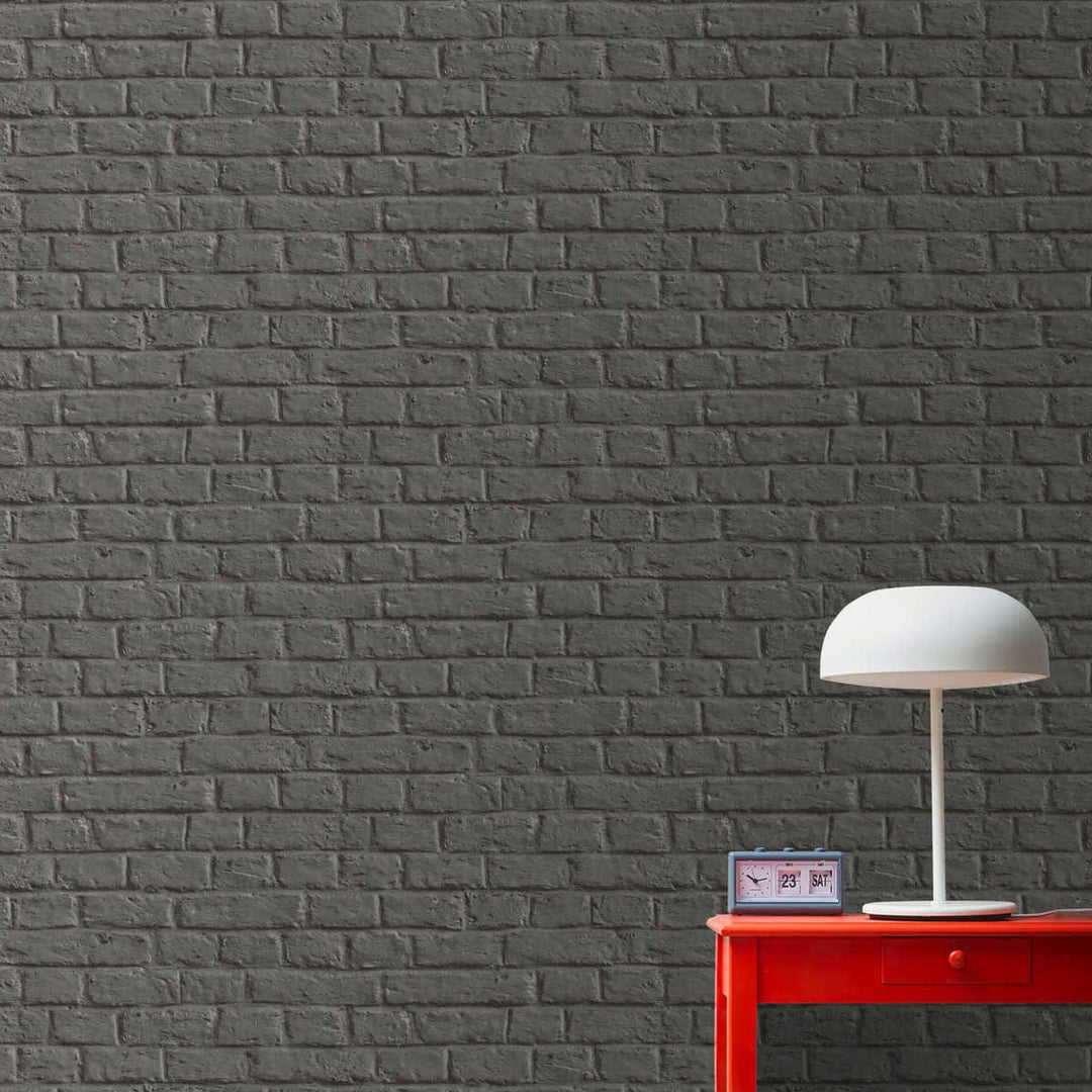 Akmens tapetes ar gludu ķieģeļu izskatu - pelēka, melna AS 369121 AS Creation