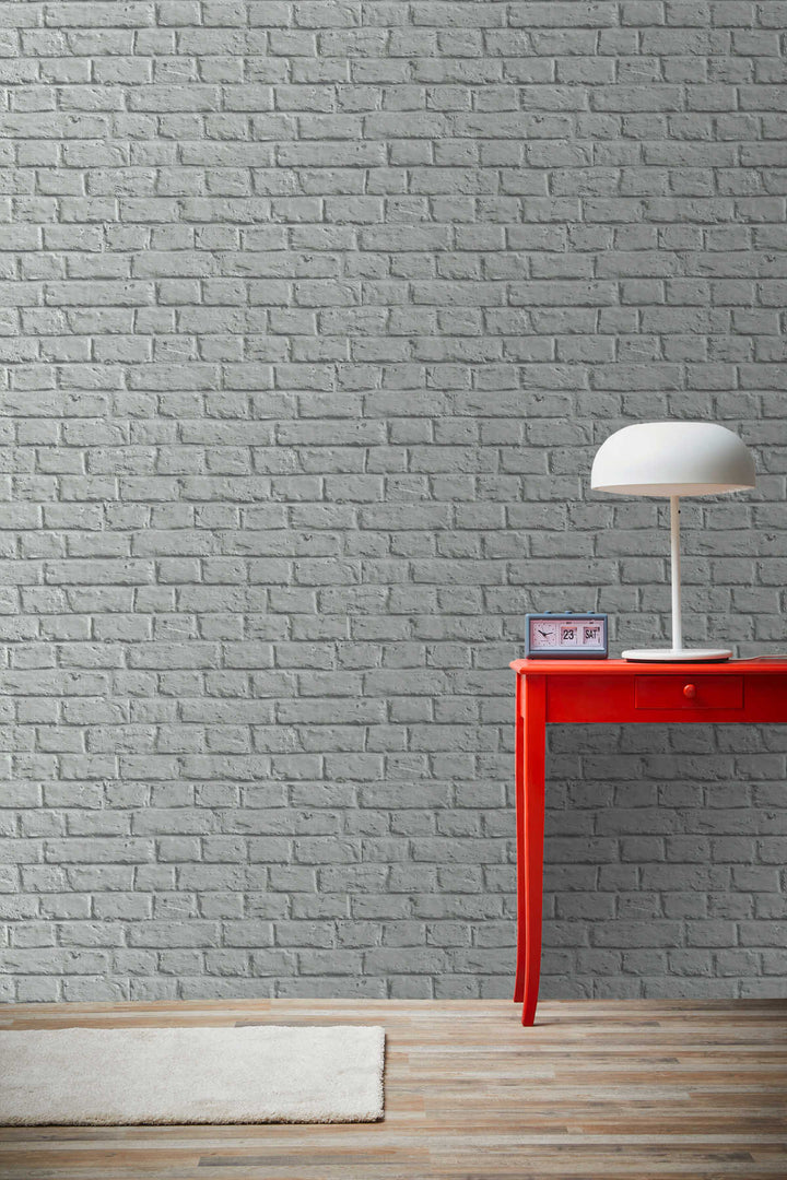 Tapetes ar gludu ķieģeļu izskatu pelēkā krāsā AS 369124 AS Creation