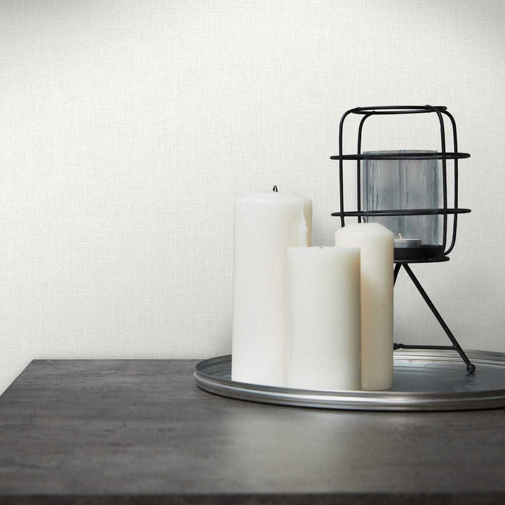 Baltas tapetes ar tekstila izskatu un teksturētu rakstu AS 369253 AS Creation