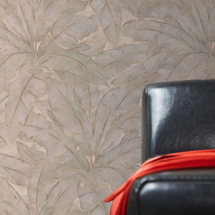 Bēšas džungļu tapetes ar zelta kontūru AS 369275 AS Creation