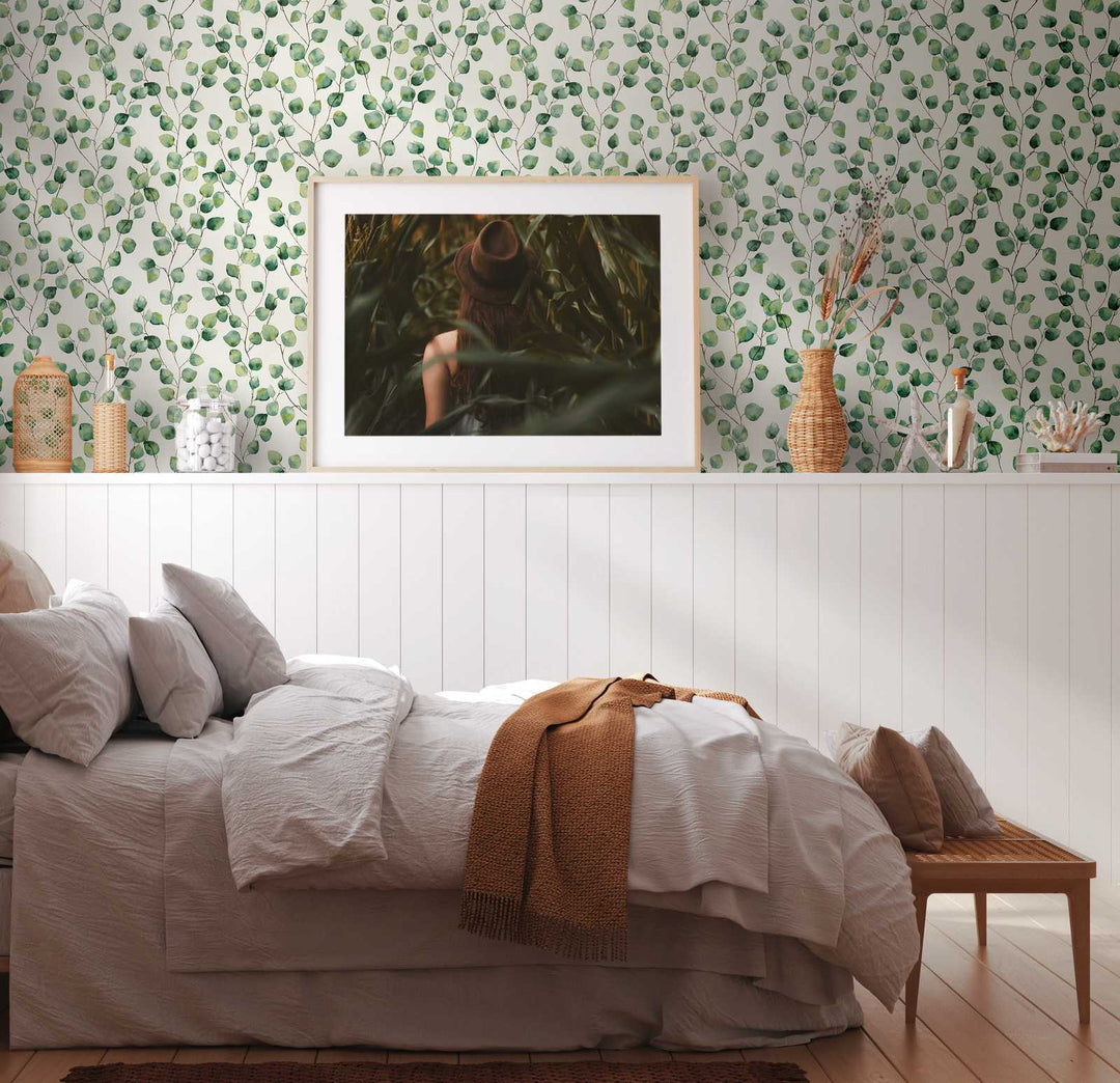 Flizelīna tapetes lapu vijumi akvareļu stilā - zaļas lapas 370441 AS Creation