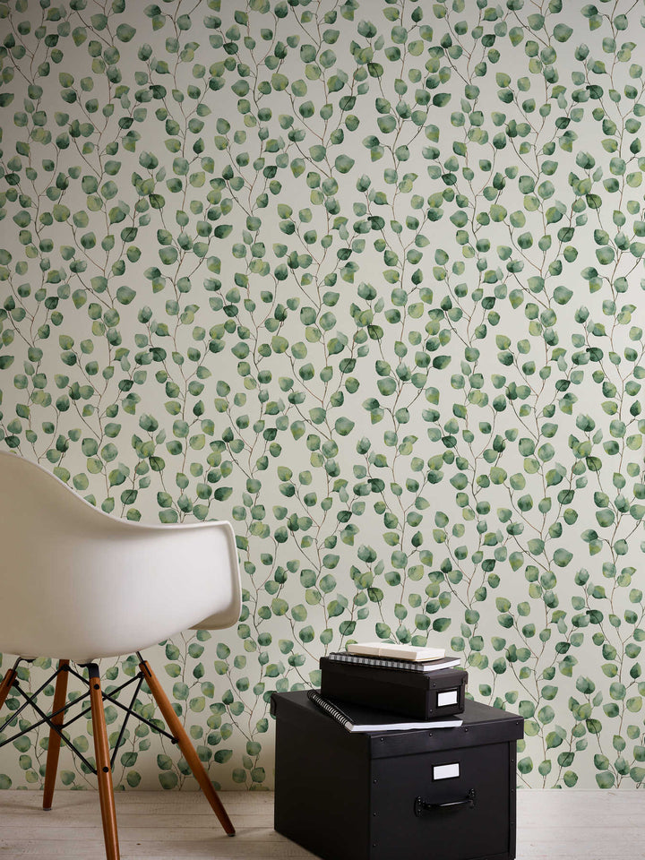 Flizelīna tapetes lapu vijumi akvareļu stilā - zaļas lapas 370441 AS Creation