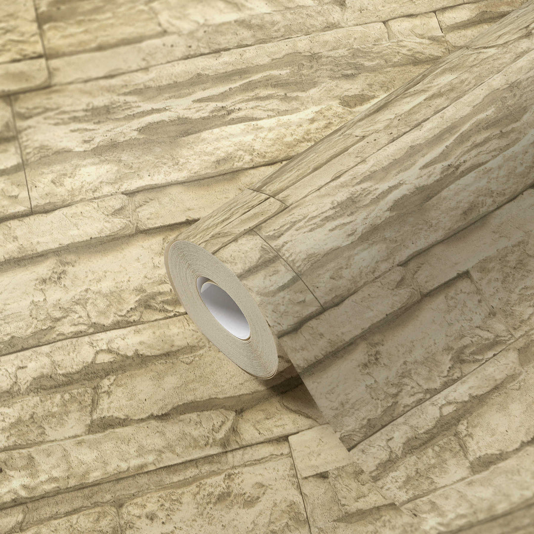 Tapetes ar akmens imitāciju AS Creation 7071-30 krēmā AS Creation