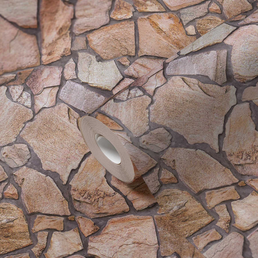 Tapetes ar akmens imitāciju AS Creation 92731-6 brūnā krāsā AS Creation