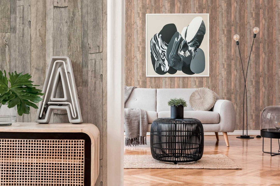 Tapetes ar koka imitāciju AS Creation 95931-2 bēšā krāsā AS Creation