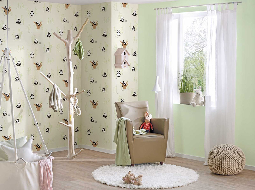 Tapetes bērnistabai ar pandām, 381421, Bez PVC 🌿 AS Creation