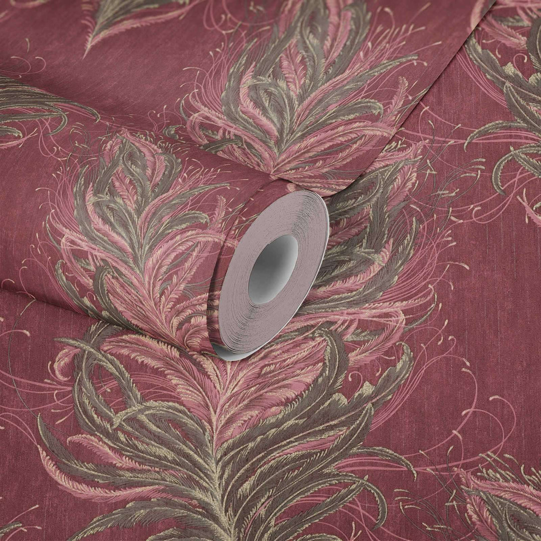 Sarkanas tapetes ar spalvām, zelta dizainu un tekstūras efektu 380093 Tapetenshop.lv