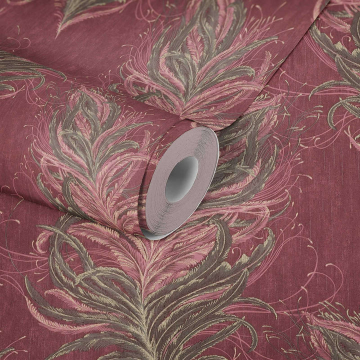 Sarkanas tapetes ar spalvām, zelta dizainu un tekstūras efektu 380093 Tapetenshop.lv