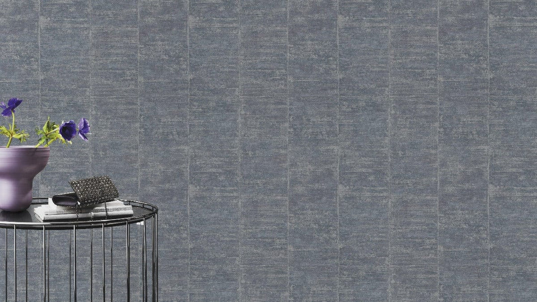 Tapetes RASCH ar grafisku rakstu un perlamutra efektu zilos toņos RASCH