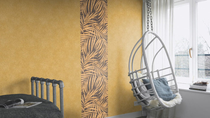 Tapetes RASCH ar palmu lapām zelta toņos, 617450 RASCH