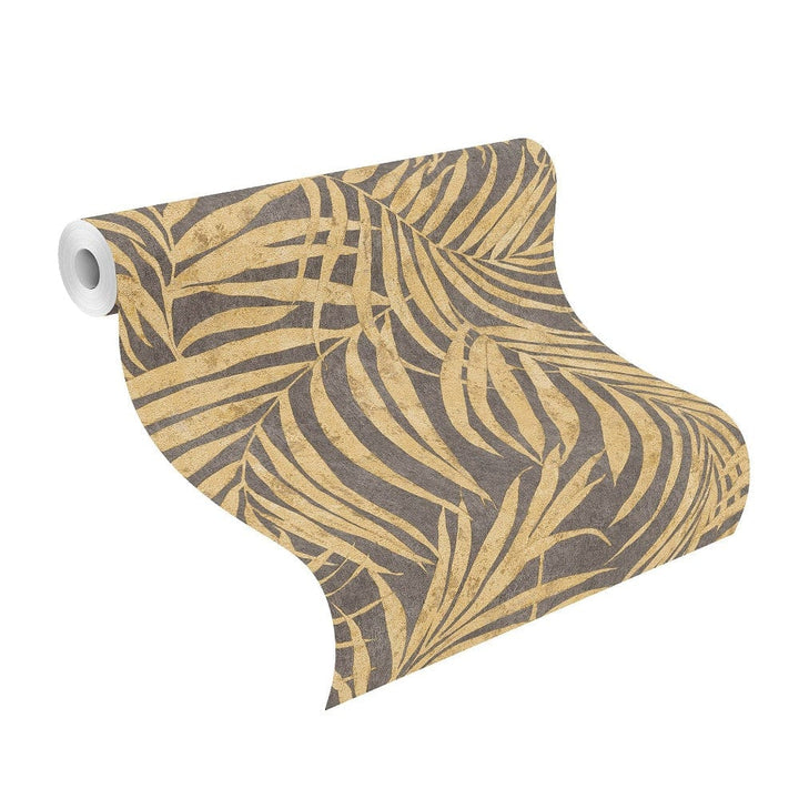 Tapetes RASCH ar palmu lapām zelta toņos, 617450 RASCH