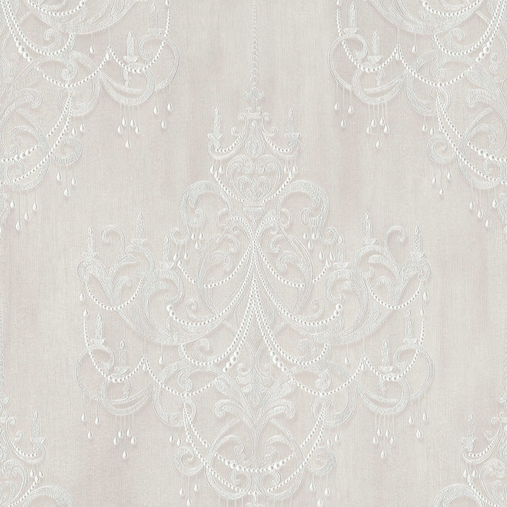 Tapetes šampanieša krāsā ar lustram un pērles rakstu AS 380962 Tapetenshop.lv