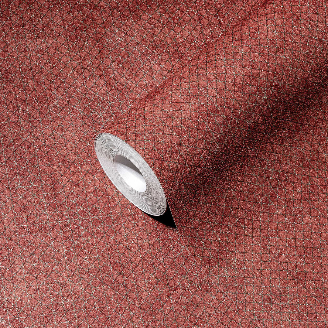 Tapetes sarkanā krāsā ar sudraba līnijas rakstu, 388268 AS Creation