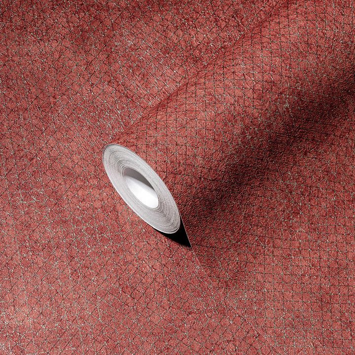 Tapetes sarkanā krāsā ar sudraba līnijas rakstu, 388268 AS Creation