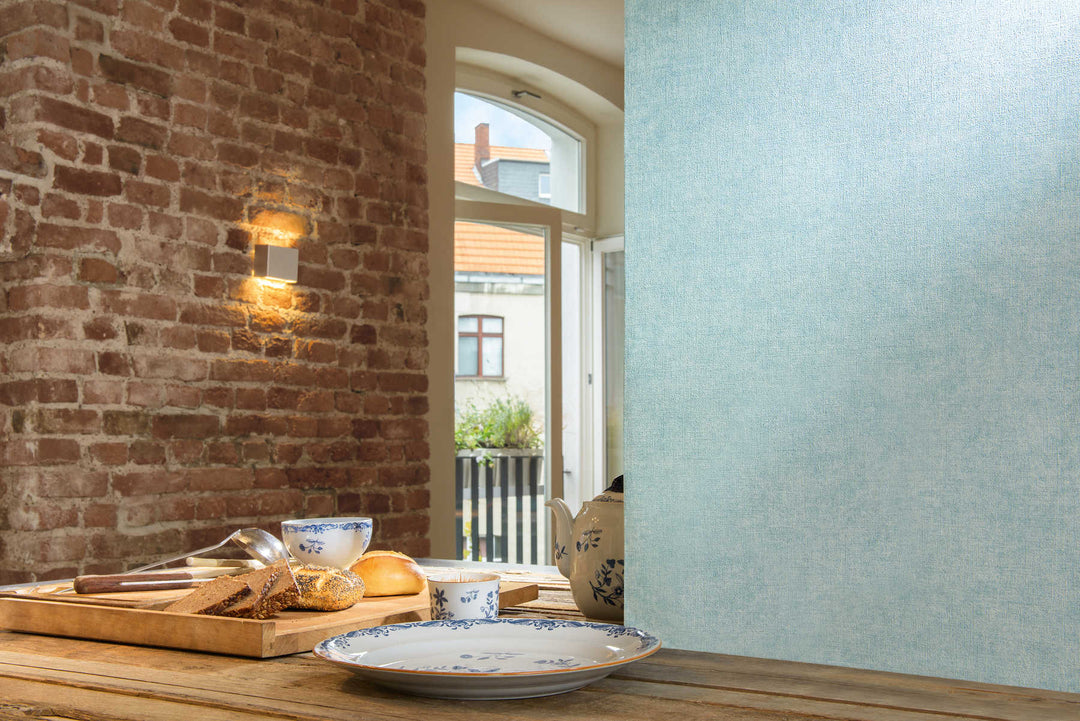 Ar auduma faktūru tapetes AS Creation zilā krāsā AS 367209 AS Creation