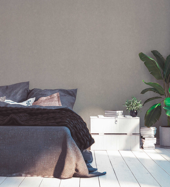 Vienkrāsainas flizelīna tapetes ar strukturētu virsmu, pelēkas, 386151 AS Creation