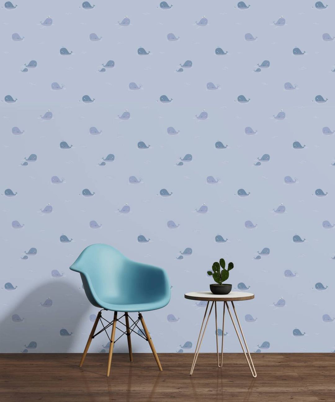 Zilas tapetes zēnu bērnu istabai ar vaļiem, 381441, Bez PVC 🌿 AS Creation