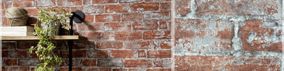Non-woven wallpaper with imitation of different materials: wood, brick, tiles and concrete