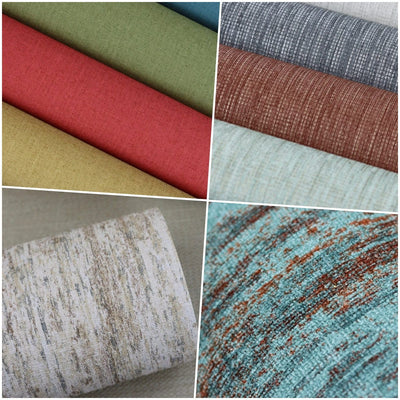Tapetes ar tekstila rakstu un auduma faktūru - dažādas krāsas