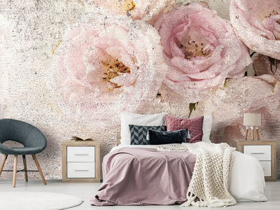 Fototapetes guļamistabai ar ziediem
