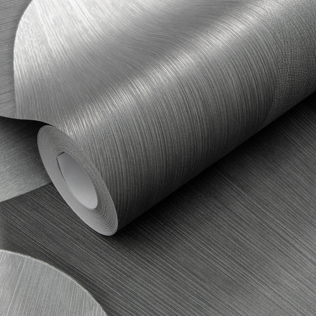Curved 3D wallpaper in silver/grey - 3763631