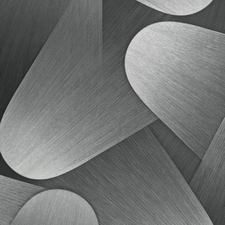 Curved 3D wallpaper in silver/grey - 3763631