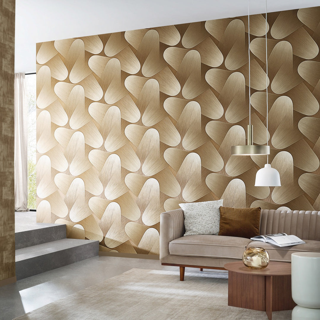 Изогнутые 3D-обои золотого цвета - 3763632