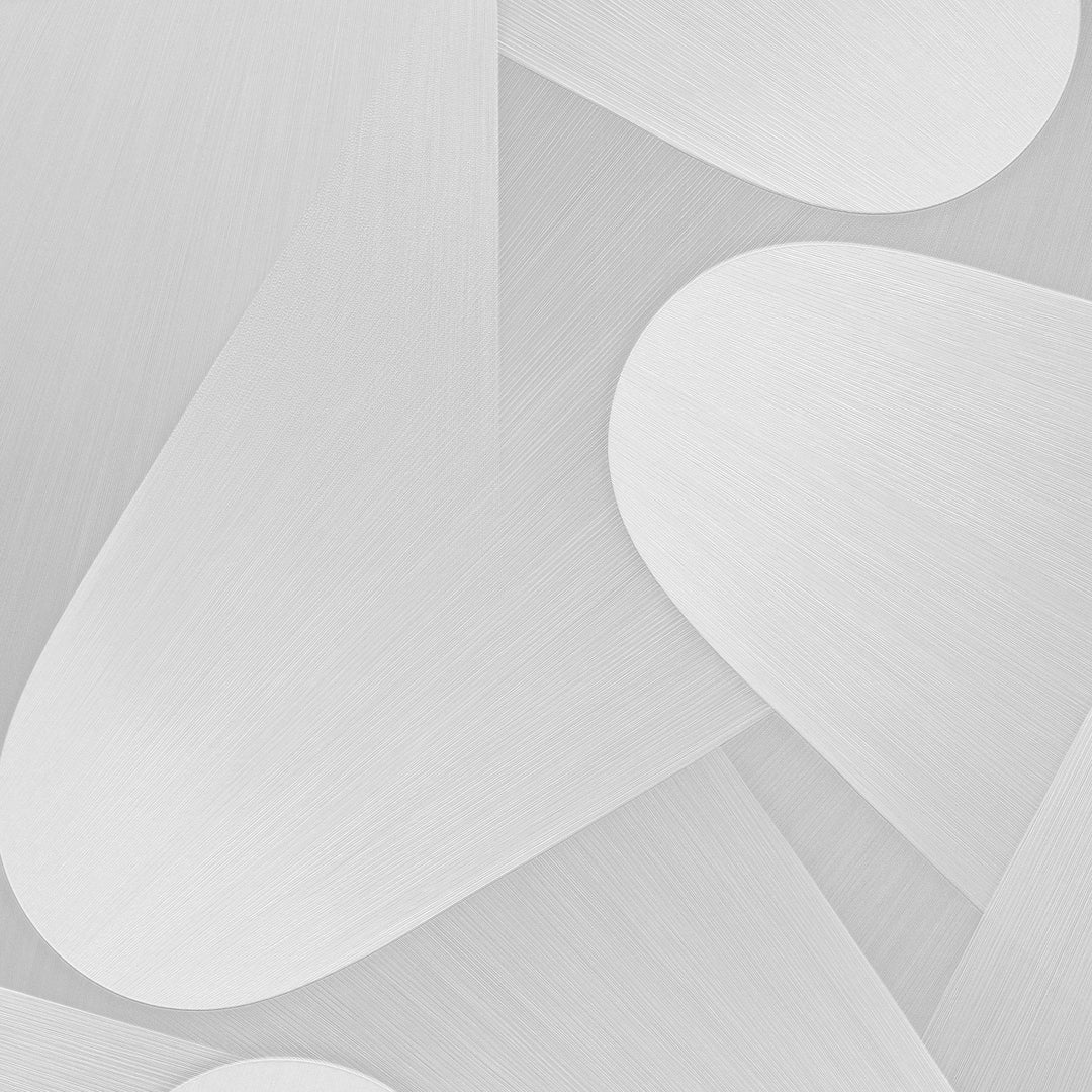 Wallpaper with curved 3D shapes in light grey - 3763633