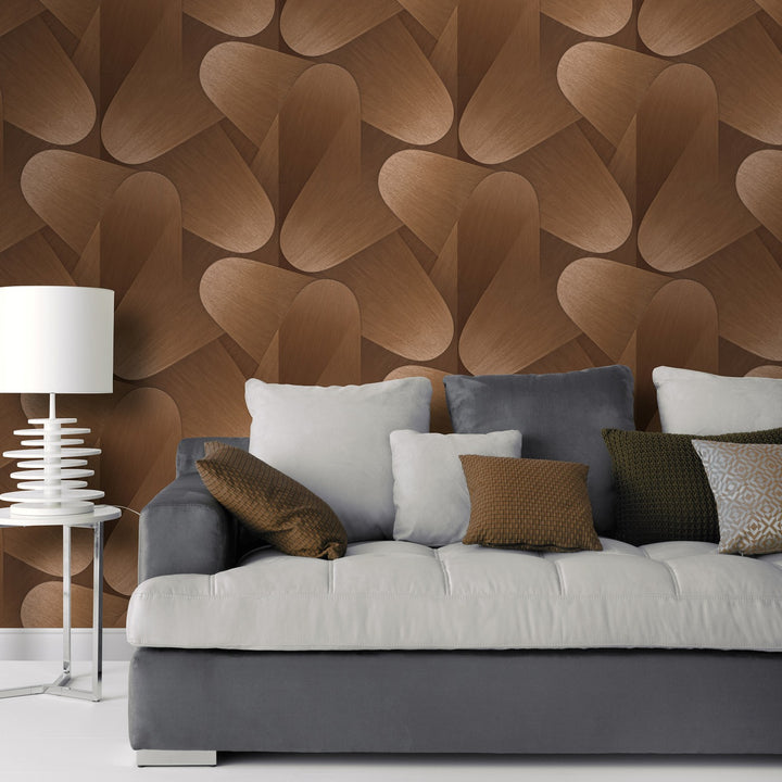 Curved 3D wallpaper in copper - 3763654