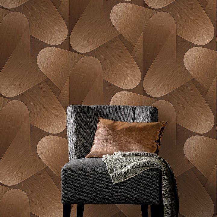 Curved 3D wallpaper in copper - 3763654