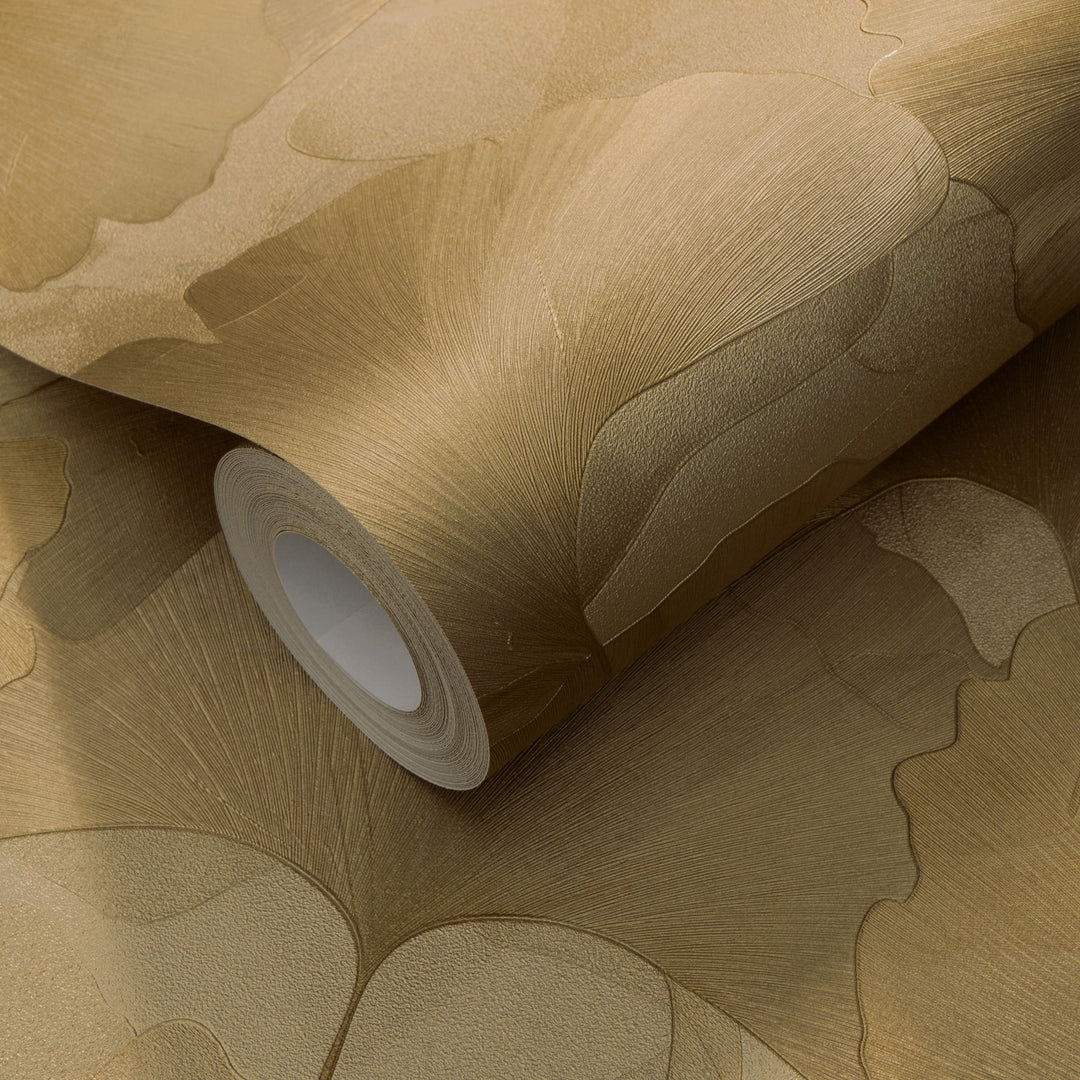 Обои с мелкими листьями гинкго, ERISMANN, золото - 3774766