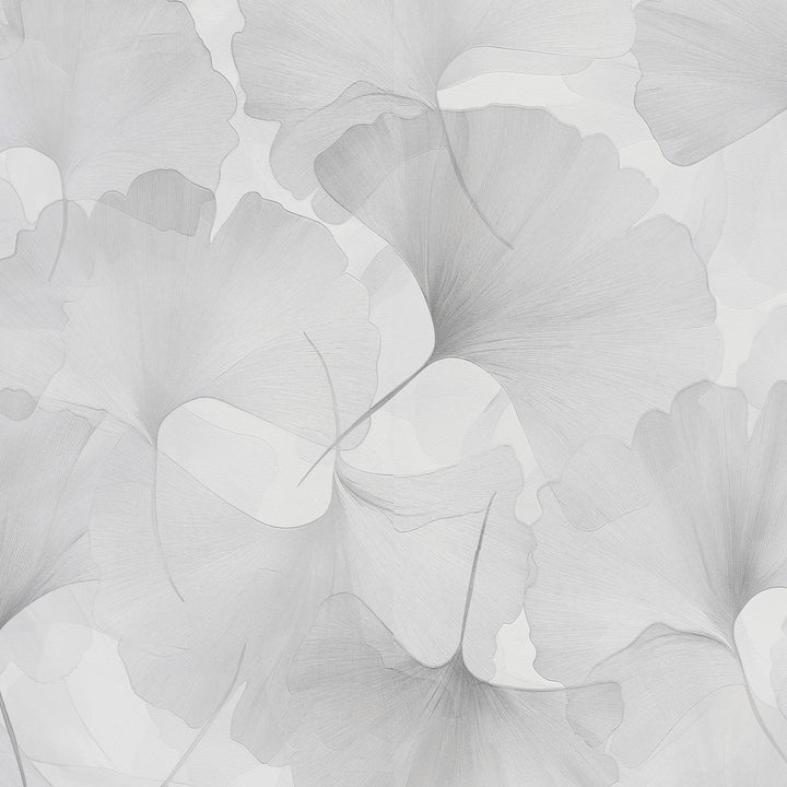Wallpaper with fine ginkgo leaves, ERISMANN, light grey - 3774767
