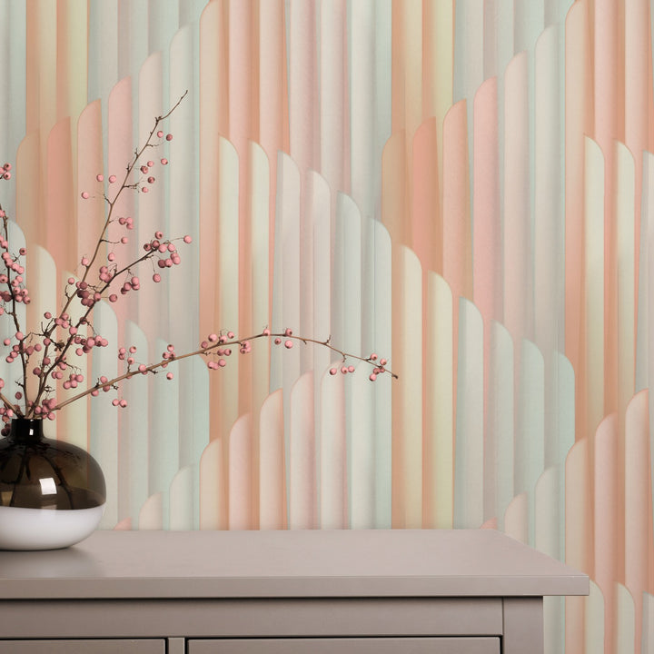 Wallpaper with striped graphic pattern, ERISMANN, pink/turquoise - 3775101
