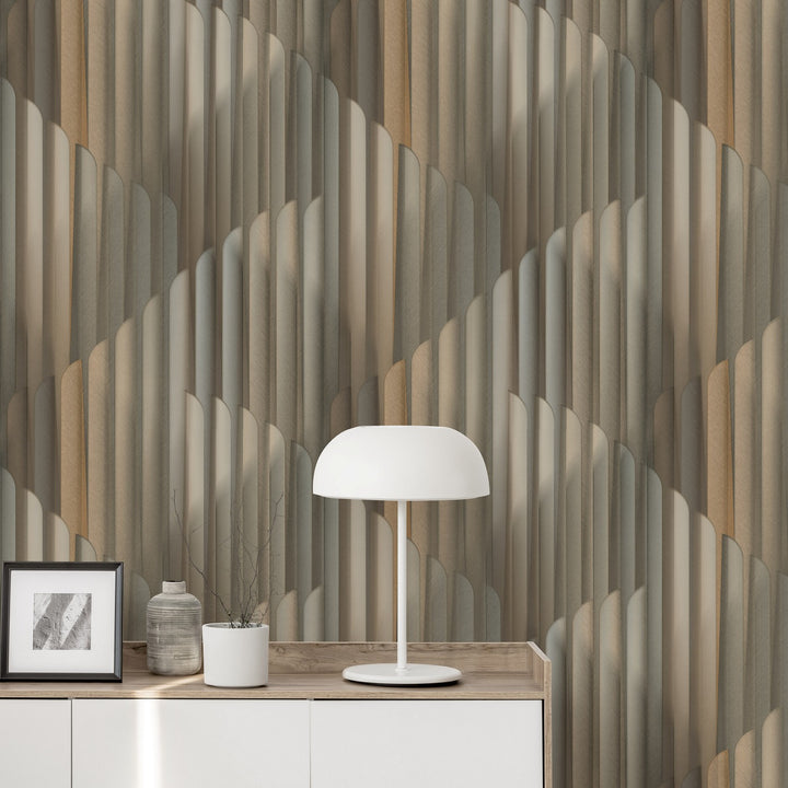 Обои с полосатым графическим рисунком, ERISMANN, коричневый/золотой/тауп - 3775113