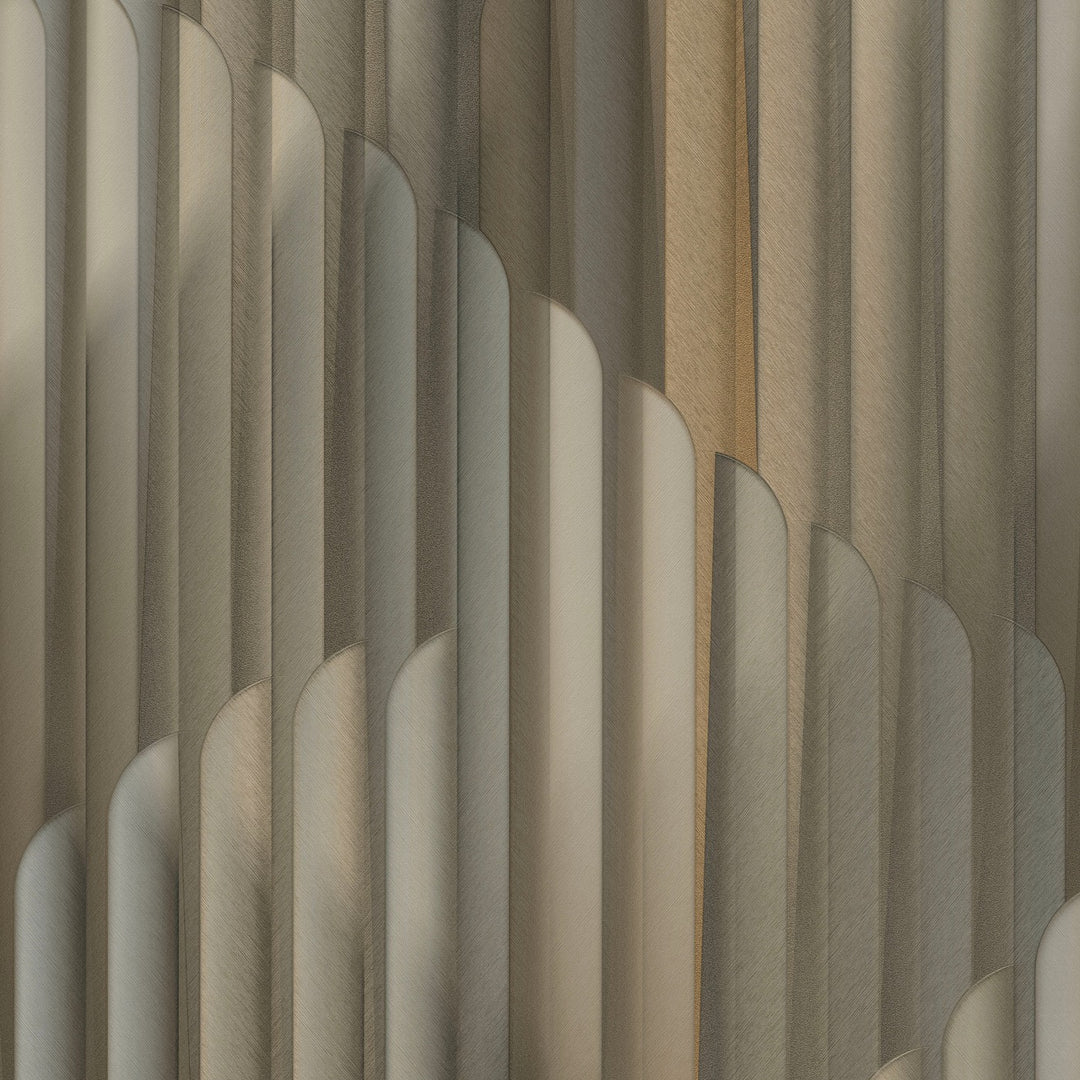 Обои с полосатым графическим рисунком, ERISMANN, коричневый/золотой/тауп - 3775113