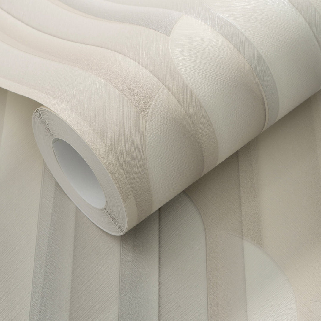 Обои с полосатым графическим рисунком, ERISMANN, светло-серый/кремовый - 3775133