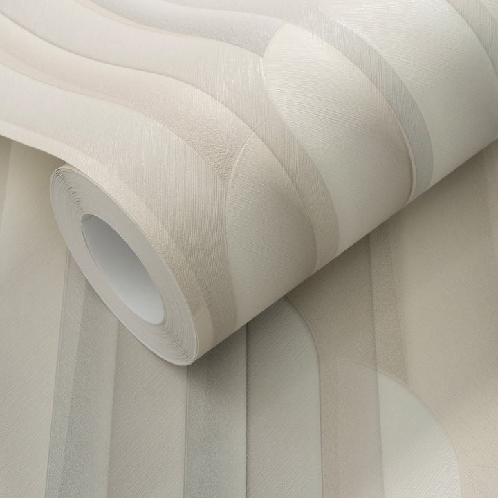 Обои с полосатым графическим рисунком, ERISMANN, светло-серый/кремовый - 3775133